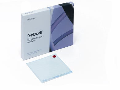 Gelacell™ - PLGA 10x10 cm scaffold sheet for 3D cell culture, manufactured by Gelatex Technologies and distributed by Ilex Life Sciences.