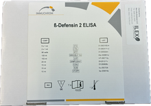 Load image into Gallery viewer, Beta-Defensin 2 ELISA Kit for Human Stool, cat. no. IC7200, manufactured by Immuchrom GmbH and distributed by Ilex Life Sciences LLC.