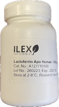 Load image into Gallery viewer, Ilex Life Sciences Apo Lactoferrin Human Recombinant, expressed in rice, lyophilized powder, 100 mg.