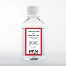 Load image into Gallery viewer, PAN-Biotech Pancoll Human for Granulocytes: Cell Separating Solution, Density: 1.119 g/ml, 500 ml bottle centrifugation media, cat. no. P04-60150
