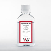 Load image into Gallery viewer, PAN-Biotech Trypsin 0.25% / EDTA 0.02% in PBS, w/o: Ca and Mg, 500 ml bottle, cat. no. P10-020500, distributed by Ilex Life Sciences LLC