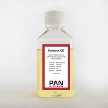 Load image into Gallery viewer, PAN-Biotech Panexin CD, Serum Replacement with Chemically-Defined Components (500 ml), serum substitute, 500 ml bottle, cat. no. P04-930500, distributed by Ilex Life Sciences.
