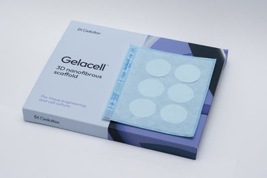 Gelacell™ - Aligned PLLA scaffold inserts for 6-well plate 3D cell culture (6 pack), manufactured by Gelatex Technologies and distributed by Ilex Life Sciences.