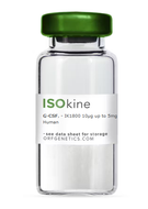 ISOkine® G-CSF Human, Animal-Free Recombinant Protein, cat. no. IK1800, manufactured by ORF Genetics and distributed by Ilex Life Sciences.