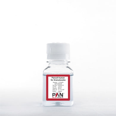 PAN-Biotech Pancoll Human for Granulocytes: Cell Separating Solution, Density: 1.119 g/ml, 100 ml bottle centrifugation media, cat. no. P04-60110