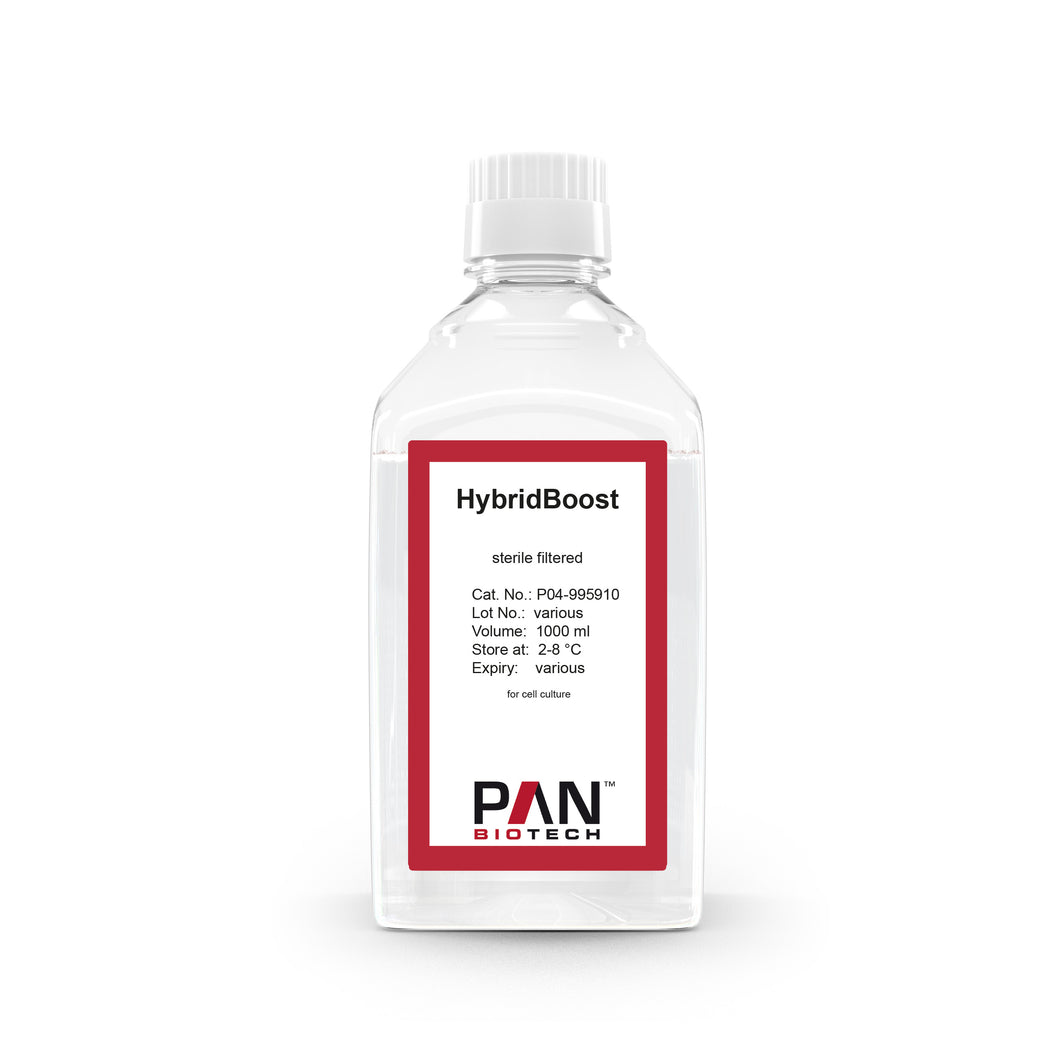 PAN-Biotech HybridBoost: Serum-free, defined medium for hybridoma cells, w: stable Glutamine, w: Insulin hum. rec., w/o: Phenol red, w: 2.438 g/L NaHCO3, 1000 ml bottle cell culture media, cat. no. P04-995910