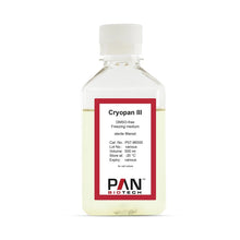 Load image into Gallery viewer, PAN-Biotech Cryopan III, Chemically-Defined, DMSO-Free Freezing Medium, 500 ml bottle, cryopreservation media, cat. no. P07-96500, distributed by Ilex Life Sciences.
