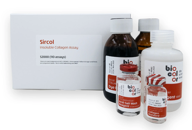 Biocolor Sircol™ Insoluble Collagen Assay, Standard Size Kit (110 assays), Cat. No. S2000, distributed by Ilex Life Sciences LLC