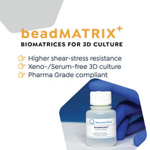 Load image into Gallery viewer, denovoMATRIX beadMATRIX+: precoated microcarriers for iPSCs culture, infographic
