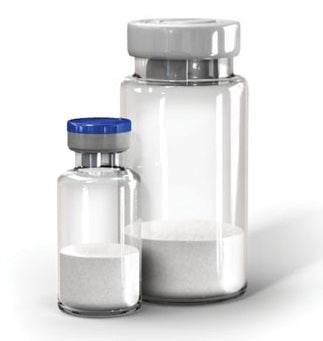 Glass vials containing lyophilized protein