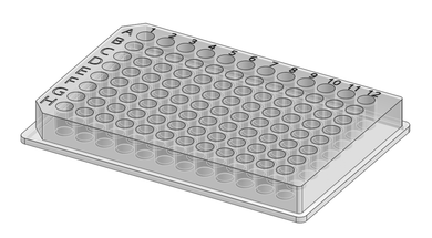 Rendering of a 96-well coated microplate