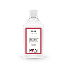 Load image into Gallery viewer, P04-361000: Dulbecco&#39;s Phosphate-Buffered Saline (DPBS) without calcium chloride and magnesium chloride (1000 ml bottle). Manufactured in Germany by PAN-Biotech.
