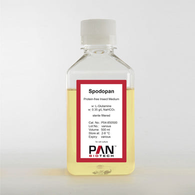 Spodopan, serum-free, protein-free medium for Insect-cells, w: L-Glutamine, w: 0.35 g/L NaHCO3, 500 ml (cat. no. P04-850500)